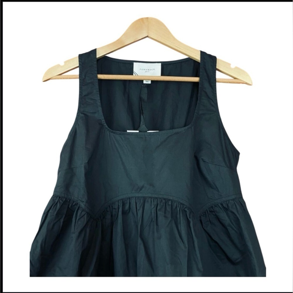 Pomander Place Porto Dress M NWT Black Sleeveless Mini Cotton Babydoll Style - Picture 5 of 12